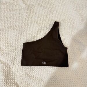 Set active ribbed one shoulder bra
